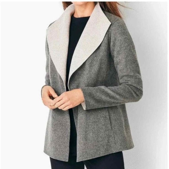 Talbots Double-Face Wing Collar Open Front Wool Jacket Size SP NWT - Picture 1 of 15